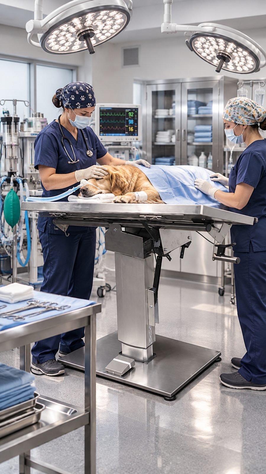 Surgical team working at a V-Top surgery table